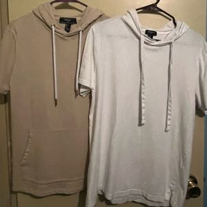 FOREVER 21 Men’s ShortSleeve Pullover Hoodies Tan Size: S & White Size: M BUNDLE